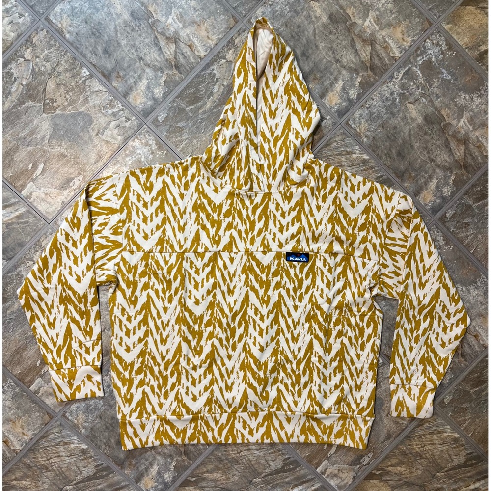 KAVU En Route Hoodie Women Large Sun Chevron NWT Relaxed Cropped